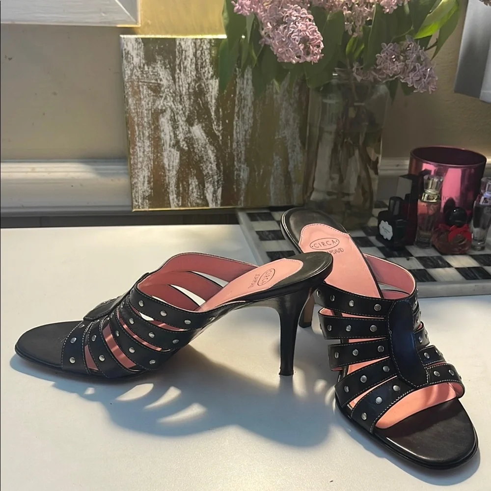 Joan & David Black and Silver Mules with Elegant Design - Picture 4 of 16